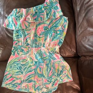 Colorful One-Shoulder Romper, Lily Pulitzer